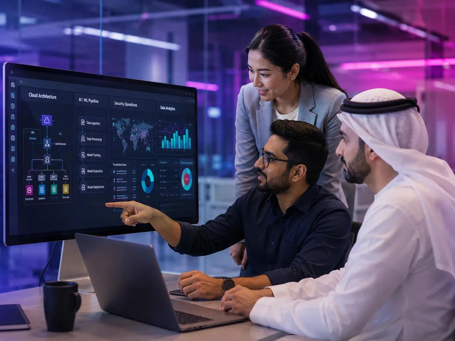 UAE business and technology team reviewing cloud operations